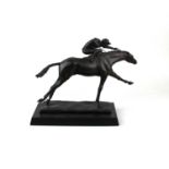 Y Philip Blacker (b 1949), bronze equestrian sculpture of racehorse and jockey, Lester Piggott on