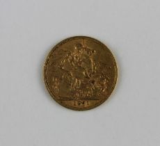 A Victorian gold sovereign dated 1871