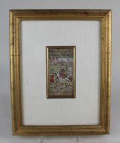 A small framed Persian illuminated manuscript, verso paper label for From Seen and inscribed paper