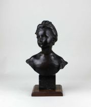 Alfred Drury (1856-1944), 'The Age of Innocence', bronze bust, signed and indistinctly numbered to