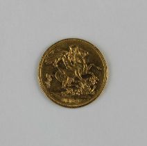A Victorian gold sovereign dated 1884