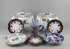 An early 19th century H & R Daniel porcelain part dessert service, pattern 3835, painted with floral