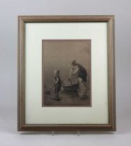 After Jozef Israëls, Washing the Cradle, photogravure, 22cm by 16cm