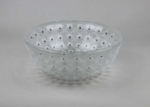 A Lalique 'Nemours' pattern glass bowl, etched 'Lalique France' to the underside, 25cm diameter