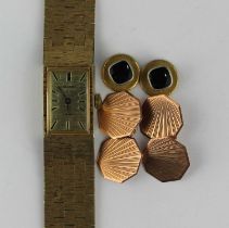 A pair of 9ct gold cufflinks with octagonal backs and fronts, Birmingham 1934, 3.9g a pair of gilt