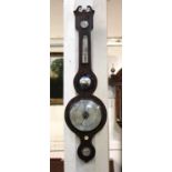 A George III inlaid mahogany wheel barometer and thermometer by B. Bianchi Tunbridge Wells (a/f)