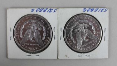 Two USA 'Morgan' dollar coins dated 1879 and 1881