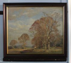 Y Jack Merriott RI, ROI, RSMA, RWS (1901-1968), landscape with trees, oil on canvas backed with