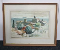 Gladys Rees Teesdale (1898-1985), The roofs of Saint Siffret, Provence, watercolour, signed, verso