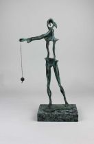 Y Salvador Dali (Spanish 1904-1989), patinated bronze figure, 'Homage to Newton', signed and