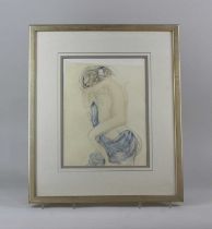 After Auguste Rodin (1840-1917), embracing couple, colour print, verso paper label for From Seen,