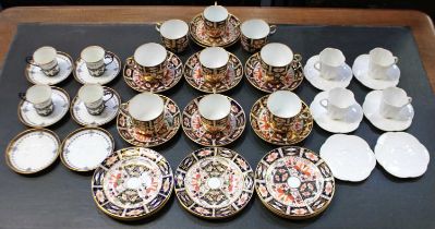 A Royal Crown Derby porcelain Imari pattern 2451 matched part tea and coffee set comprising eight