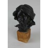 After Alfred Drury RA (1856-1944), bronze head of a woman, study for 'Eve', unsigned, mounted on