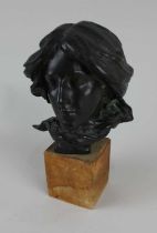 After Alfred Drury RA (1856-1944), bronze head of a woman, study for 'Eve', unsigned, mounted on