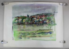 Alfred Birdsey (1912-1996), four landscapes comprising two watercolours and two prints, unframed,