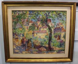 Charles Genge (1874-1958) 'Un Village du Midi', oil on canvas, signed, 51cm by 61cm