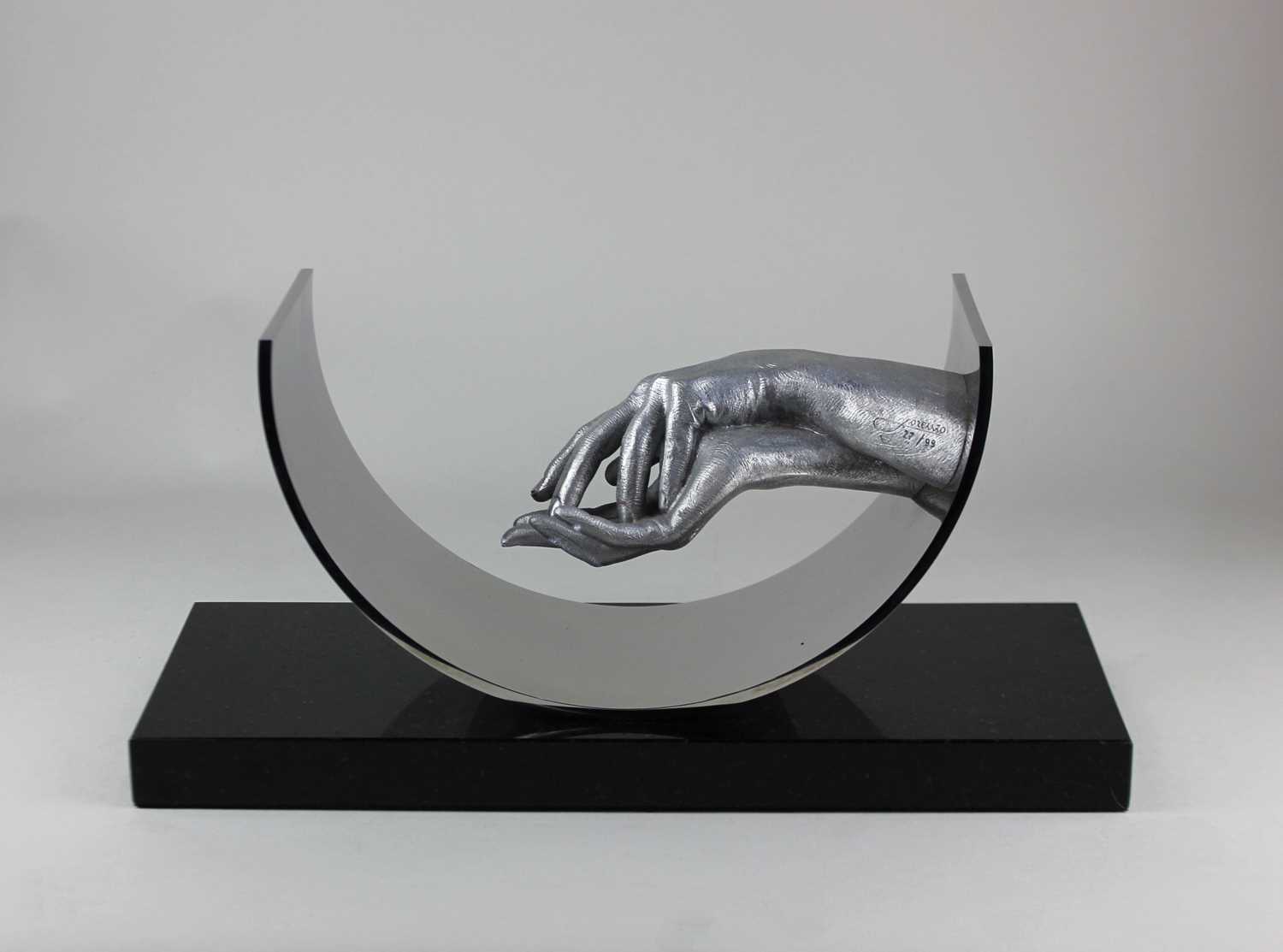 Y Lorenzo Quinn (b 1966), Eternal Love, aluminium sculpture on marble base, 30cm, edition 26/99,