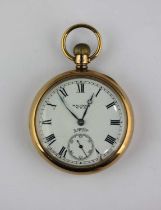 A Waltham USA Equity 9ct gold cased keyless wind open face gentlemans pocket watch, the signed