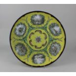 A Victorian hand-painted wall charger verso inscribed 'The Beaconsfield Plate designed and painted
