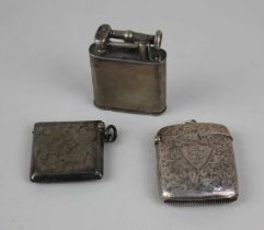 A George V silver cased lighter, monogram engraved, maker Adie Brothers Ltd, Birmingham 1928, and