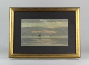 James Towers ARCA (late 19th/early 20th century school), sailing boats at sunset, watercolour,