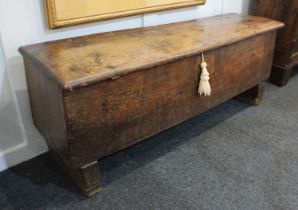 A narrow oak six plank coffer 123cm