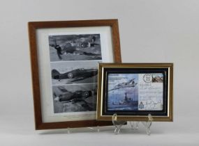 A framed photograph signed by Neville Duke World War II fighter ace and record breaking test