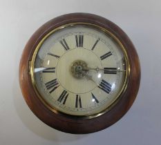 A 19th century Postman's alarm wall clock, having a 9 inch dial, central alarm setting disc, twin