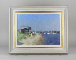 Y Geoffrey Wilson (1920-2010), Suffolk coastal view, Southwold Haven, oil on board, signed, verso