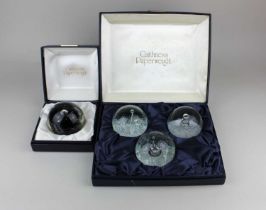 A Caithness trio of three limited edition paperweights designed by Colin Terris, number 533, in