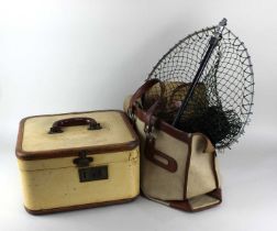 A collection of fishing equipment to include a case of fishing flies and lures, many boxed, to