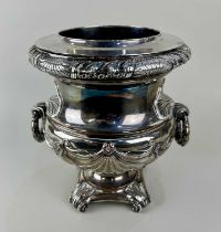 A Regency period Sheffield Plate wine cooler c.1820 decorated throughout with classical repoussé