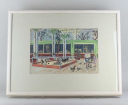 Y Mary Adshead (1904-1995), Goats and Lions, Crystal Palace, 1931, watercolour, signed, inscribed