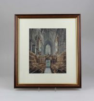 A E Bishop (20th Century) Interior view of Westminster Cathedral, watercolour, signed and dated