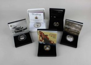 Five Royal Mint silver commemorative coins including 75th Anniversary of the Battle of Britain