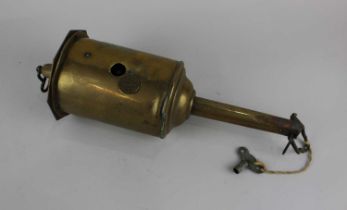 A 19th century brass clockwork spit roaster with Geo. Salter & Co inscribed key cover, with key