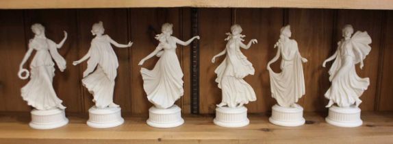 Six Wedgwood white porcelain limited edition figures of dancers 'The Dancing Hours Collection'