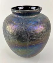 An Art Nouveau iridescent crackle glass vase attributed to Kralik, c.1905, 21cm high