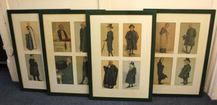 Four framed sets of Spy and similar prints, sixteen prints in total, to include clergymen, each