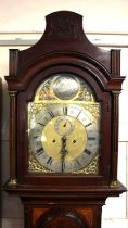 A 19th century mahogany longcase clock, the gilt dial with floral spandrels and silvered chapter