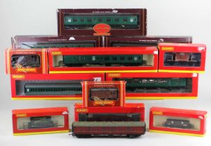 A collection of eight various Hornby OO gauge model railway coaches, boxed, and six Hornby OO
