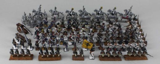 A collection of painted lead and metal toy French soldiers (a/f)