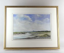 A Thomas W. Paintain watercolour (British 20th century) ‘Blakeney Church, from Morston Creek’,