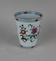 A Chinese porcelain vase circular tapered form decorated with flowers and blossom (a/f repair and