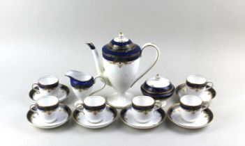 A Royal Worcester porcelain 'Maple' pattern coffee set comprising coffee pot, milk jug, sugar bowl