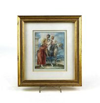 18th/19th century school, figures on horseback, indistinctly inscribed, 11.5cm by 9cm