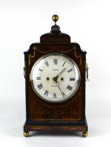 A 19th century bracket clock by Webber of Woolwich, the white enamel dial with roman numerals,