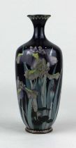 A Japanese Meiji period cloisonne vase finely detailed with natural foliage, underside with