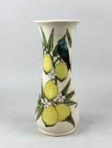 A Moorcroft pottery 'Lemons with Bluebird' pattern vase 31cm high