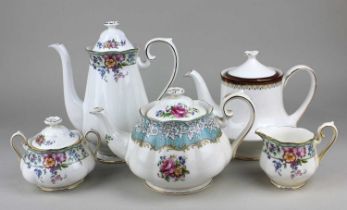 A Royal Albert 'Hartington' pattern porcelain coffee pot, milk jug and sugar bowl and cover, a Royal